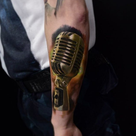 tattoos/ - Realistic Color Microphone Tattoo - 115121